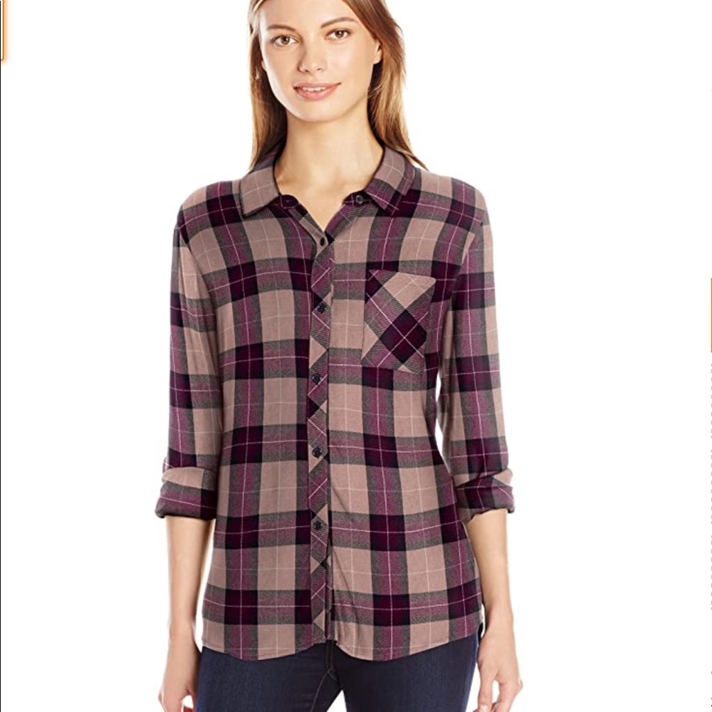 Rails Hunter Plaid Shirt in Sand/Navy/Port XS
